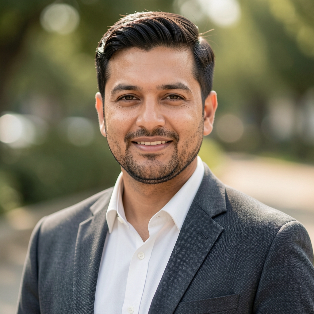 Professional headshot of a data analytics expert and business intelligence consultant in a smart casual jacket
